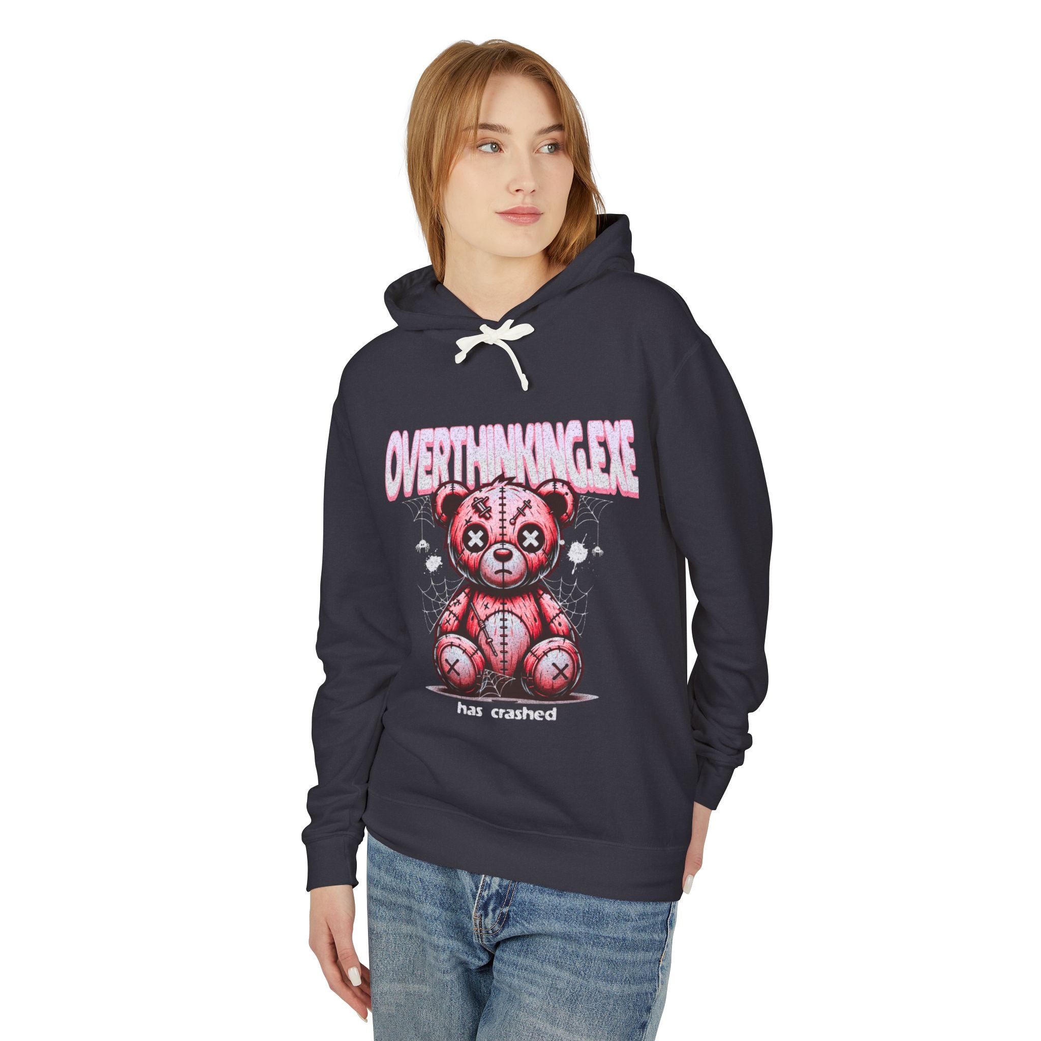 Teddy Hoodie: Overthinking Cute Unisex Lightweight Hooded Sweatshirt
