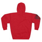 Bold Graffiti-Style Red Hoodie Artistic Streetwear