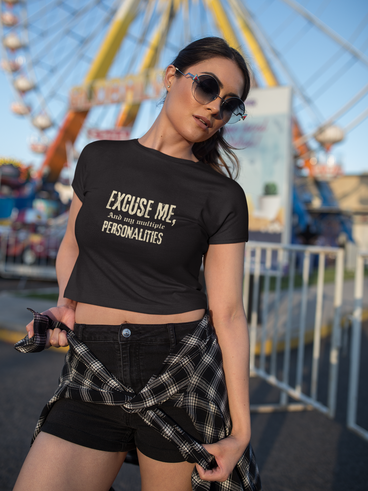 Funny Women’s Crop Tee - Excuse Me Multiple Personalities