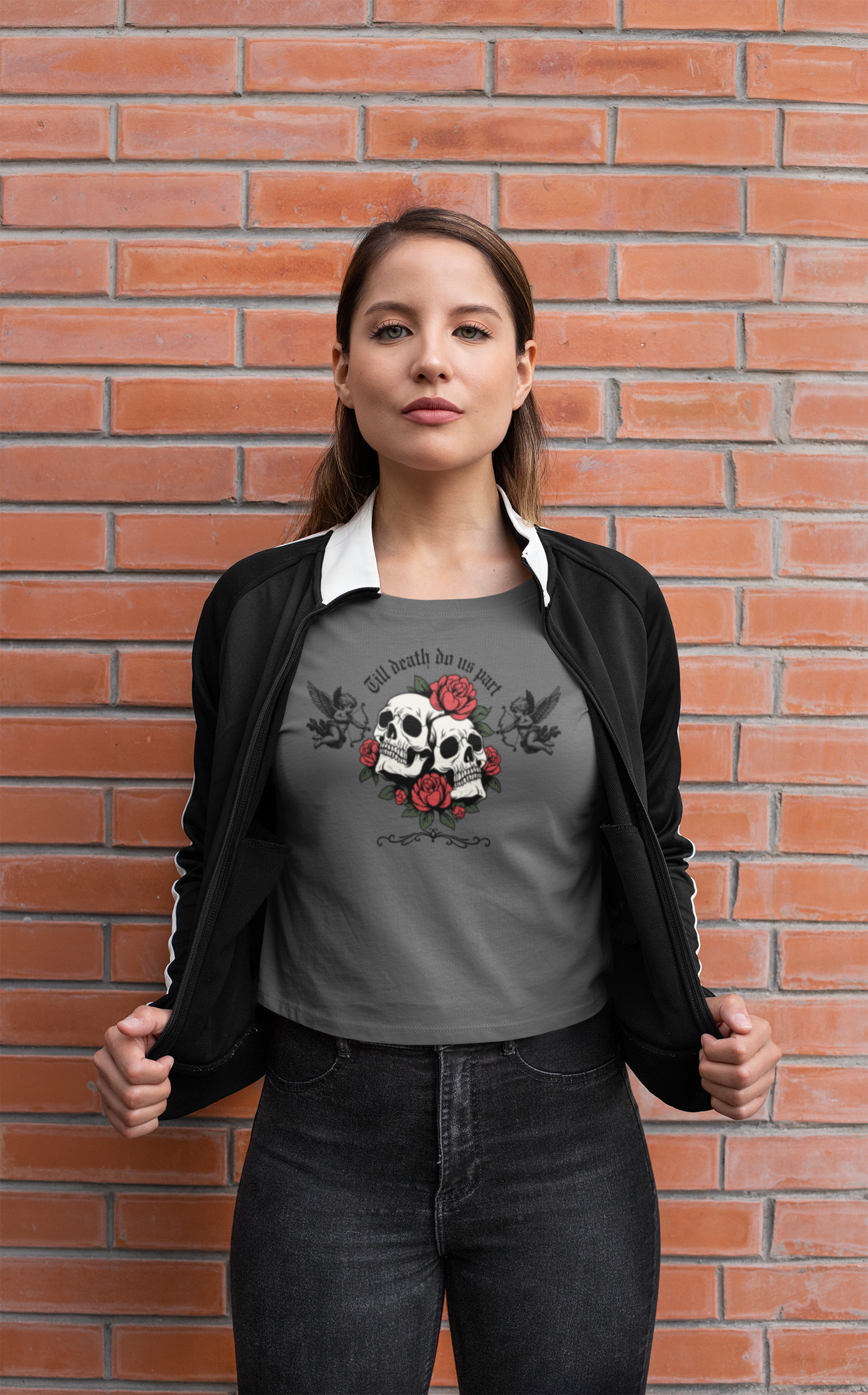 Edgy Floral Skull Women's Boxy Tee, Casual Graphic Tee for Women, Gothic Aesthetic, Gift for Her, Summer Fashion, Skulls and Roses Shirt