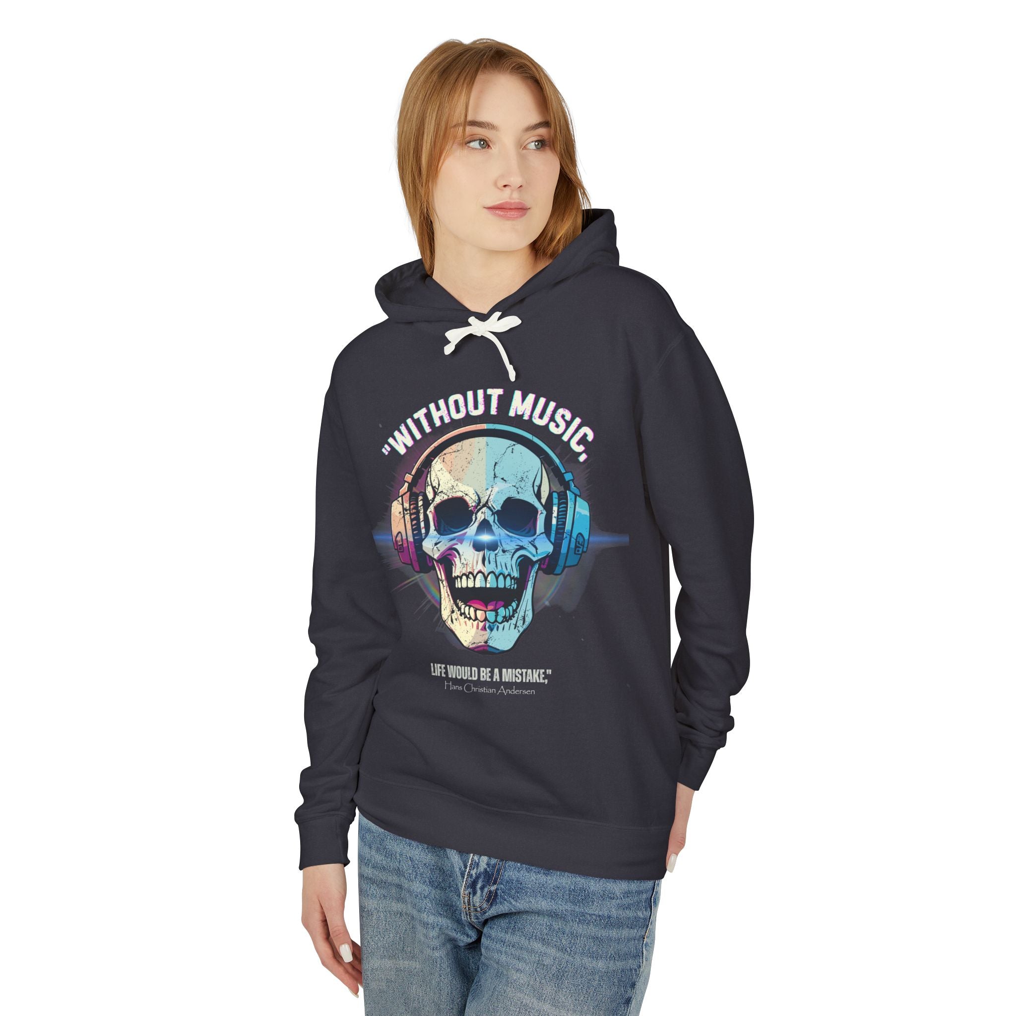 Music Quote Unisex Hoodie - Skull Design